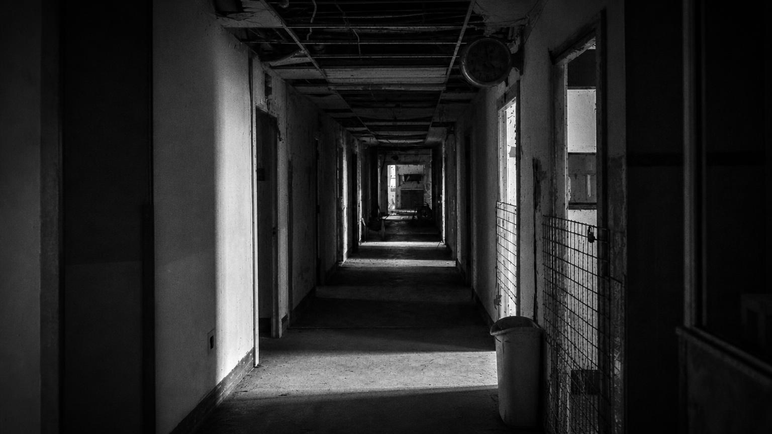 Monochrome editorial rendering of yorktown memorial hospital, Texas.