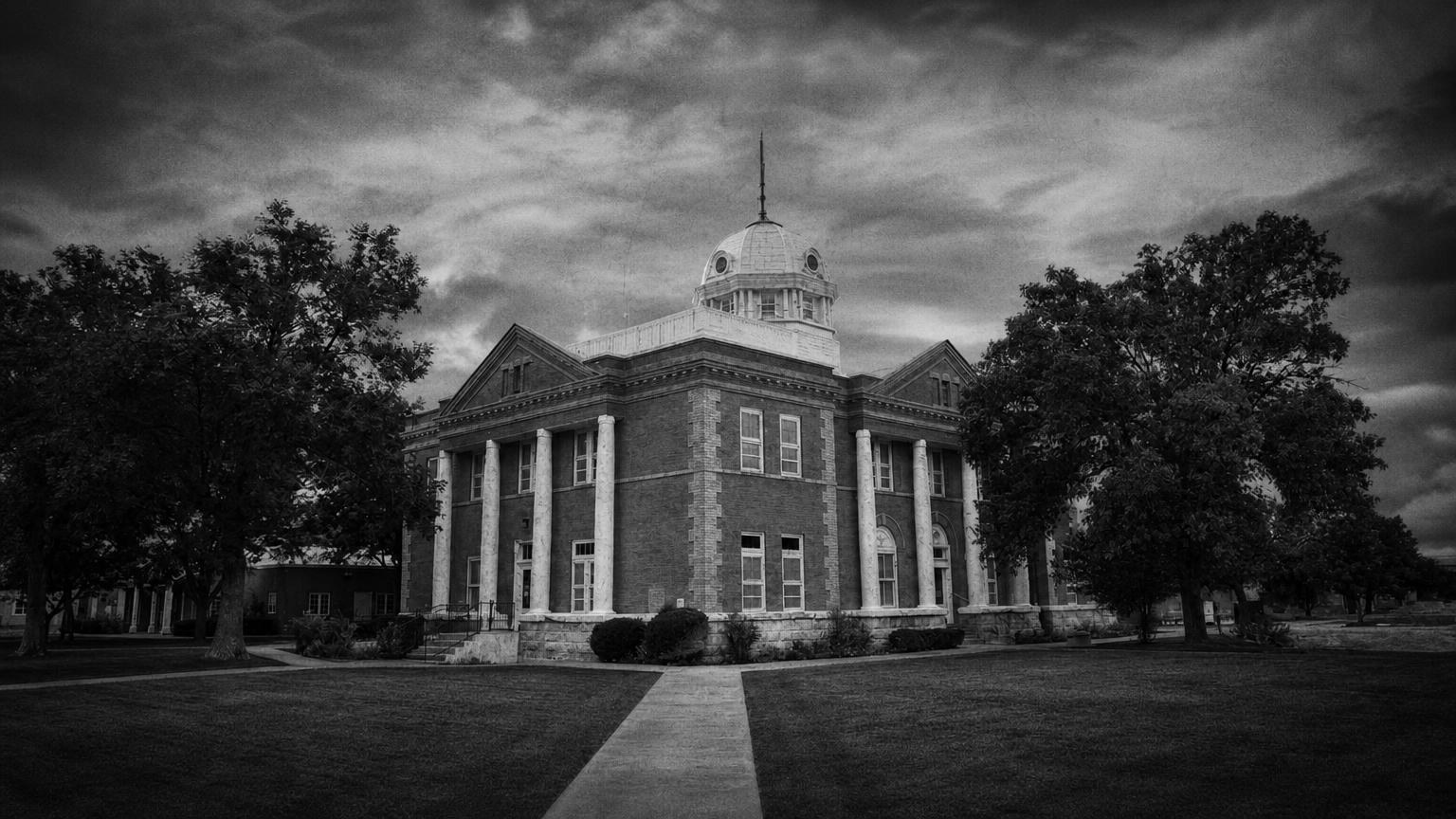Monochrome editorial rendering of Union County District Court, New Mexico.