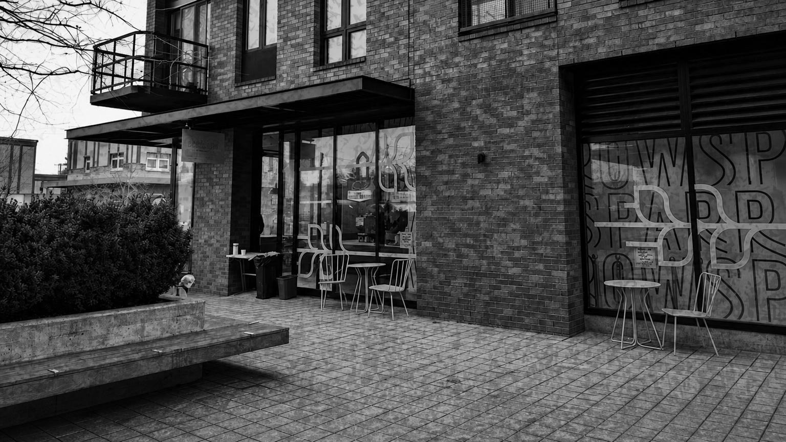 Monochrome editorial rendering of Sparrow Bakery in Portland, Oregon.
