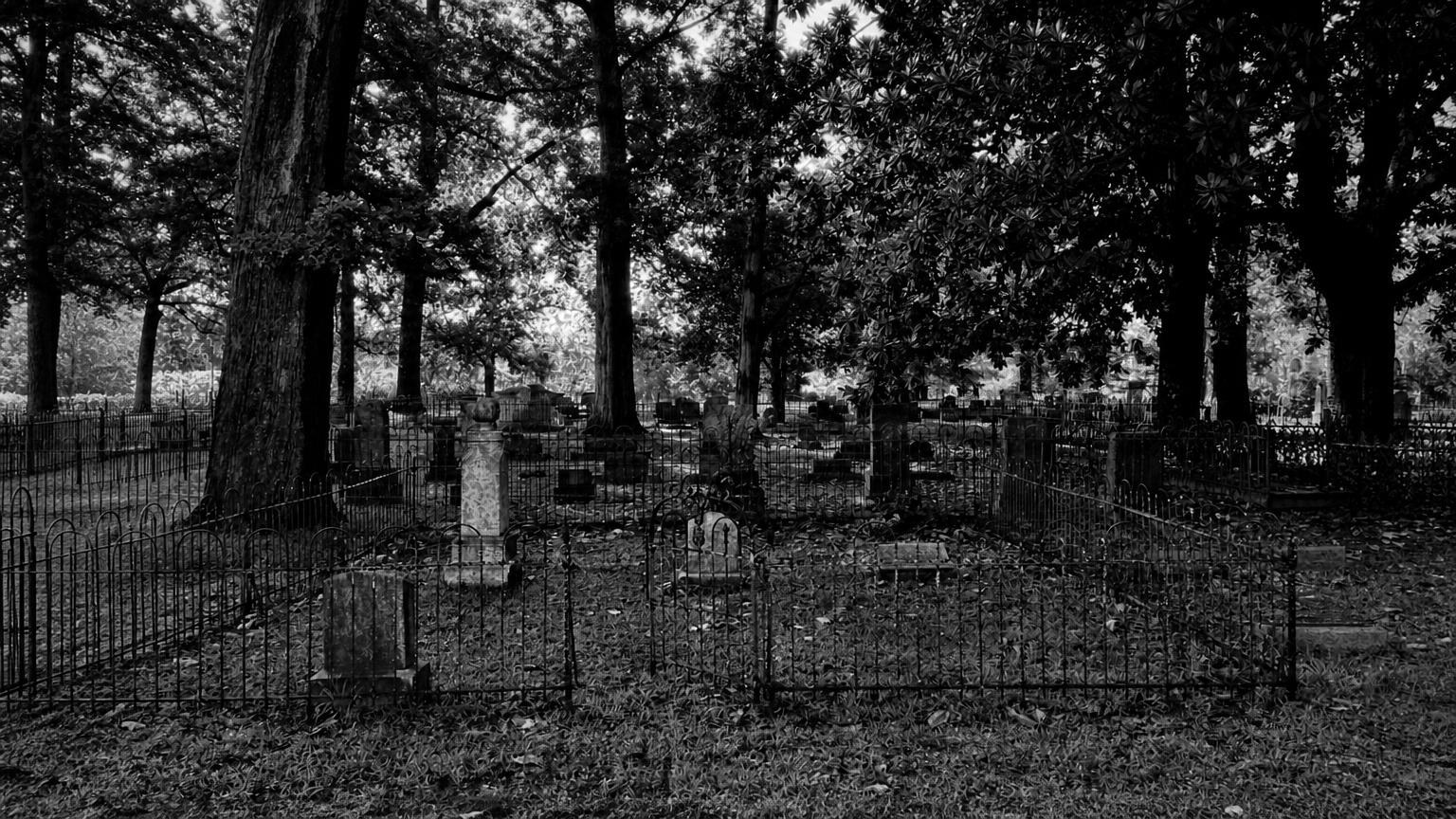 Monochrome editorial rendering of Chapel of the Cross and its wooded grounds.
